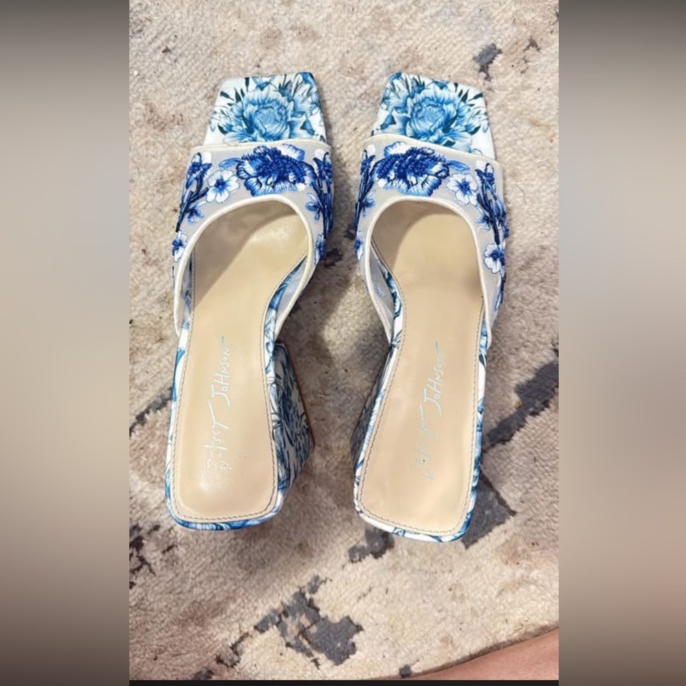 Betsey Johnson Blue Floral Block Heels